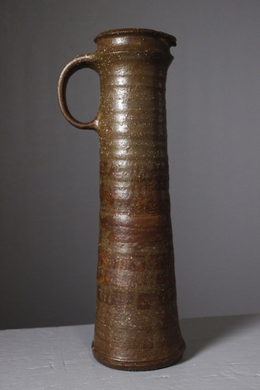 Voldemar Volkoff in Vallauris - Large Brutalist Stoneware Pitcher, France, 1950s – vazen, Ceramic (photo 2 of 9)