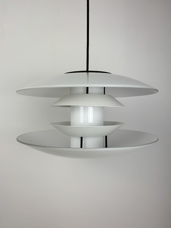 Image 1 of Halo Tech Design, Pendant Lamp, Danish Design, 1990s, Space Age, Vintage Lamp, Glass, Sputnik Design, UFO, Minimalism