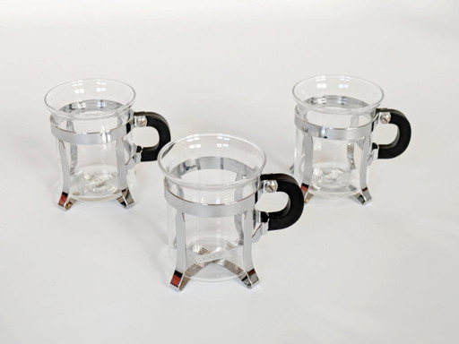 Set di 3 bicchieri da tè Bodum Chambord: design danese anni '80 con supporti cromati