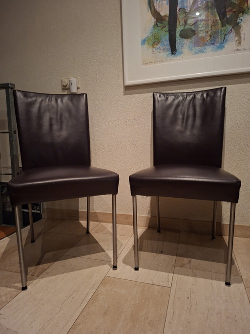 4 Bert Plantagie eetkamerstoelen – Leather, Metal (photo 2 of 7)