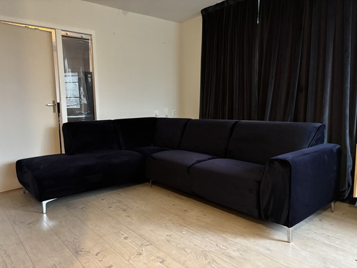 Navy velvet corner sofa