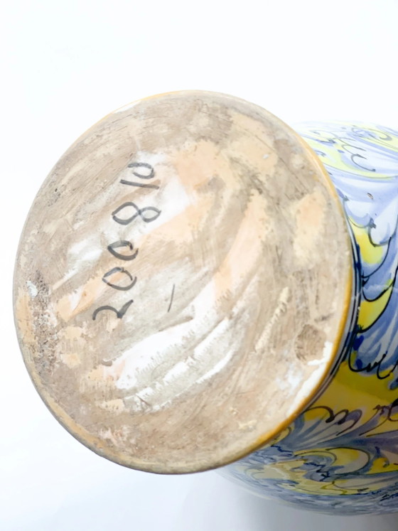 Vase en céramique italien bleu et jaune des années 1940 (photo 5 of 5)