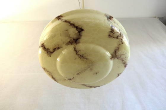 Image 1 of Lampada da soffitto Art Déco in vetro marmorizzato beige marrone