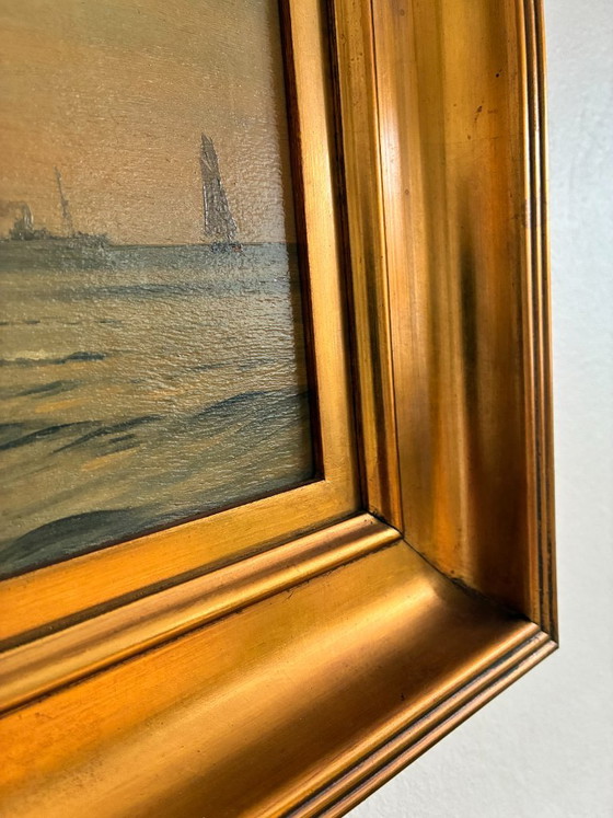 Antique Signed Sailing Ship Seascape Oil Painting – Paintings & Drawings, Wood (photo 16 of 26)
