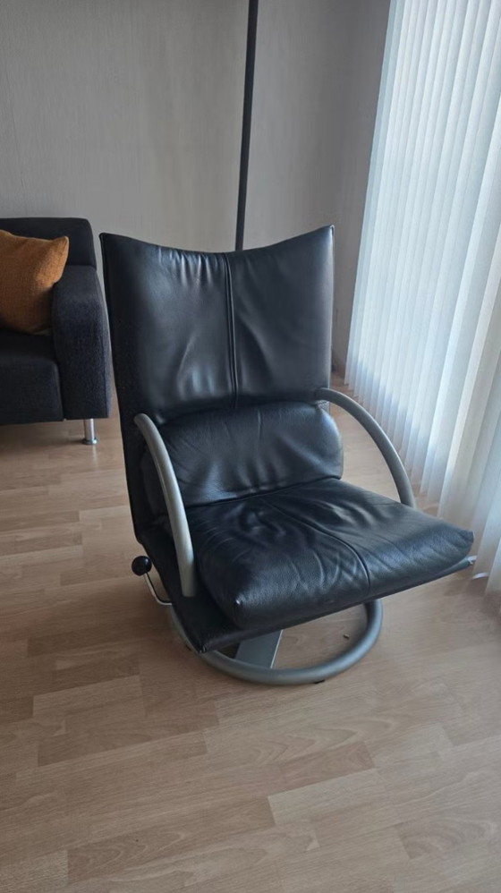 Splendida poltrona di design "Torino" di Rolf Benz – in pelle nera – Poltrone, Leather (photo 3 of 5)