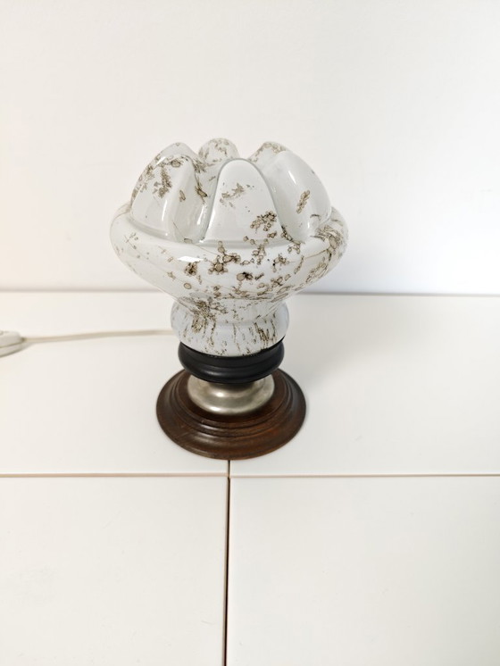 Image 1 of Lampada da tavolo in vetro a bolle d'aria vintage / Lampada da comodino moderna di metà secolo / Luce da comodino retrò degli an