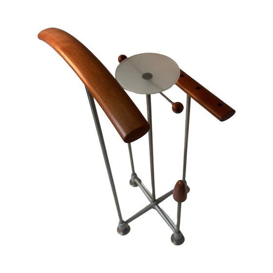 Image 1 of Postmodern Design - Dressboy / Valet Stand - Frans de la Haye voor Auping - Model Auronde - Inclusief Glasplaat