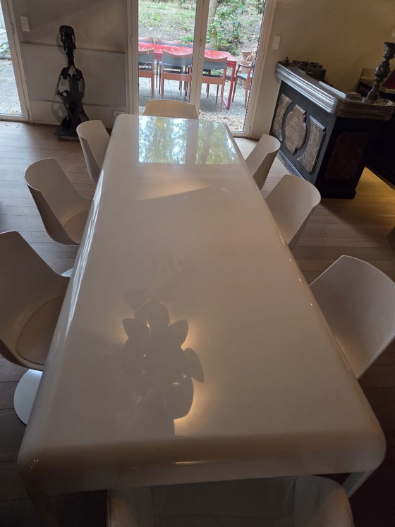 Porro white lacquered Dining table, Ferro model, very good condition, Metal, Modern (photo 4 of 5)