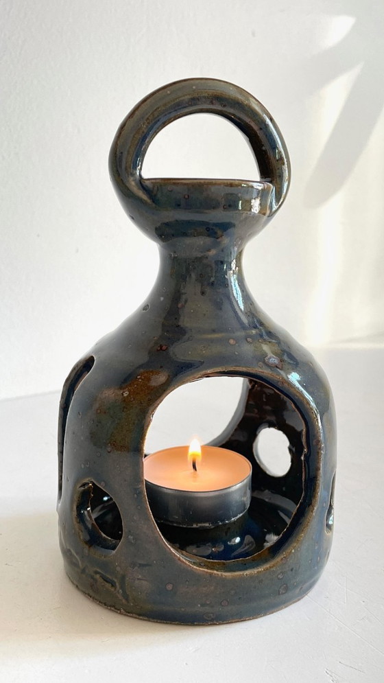Image 1 of Vintage handcrafted stoneware candlestick