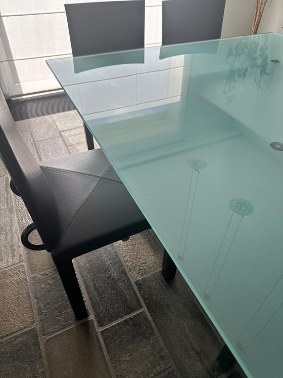 Tafel Serenissimo + 6 B&B Arcara Stoelen – Acerbis, Eettafels, Glass, Metal (photo 3 of 6)