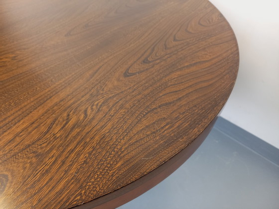 Image 1 of 60s-70s vintage Baumann elm wood oval dining table with extensions