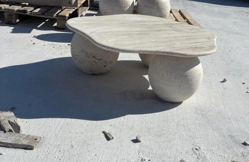 Travertine slab organic beige