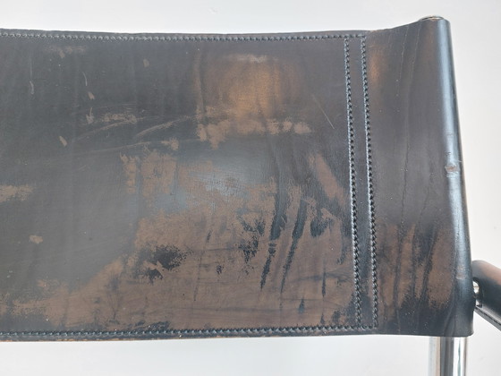 Image 1 of 4 poltrone da pranzo Fasem S34 in pelle nera di Mart Stam