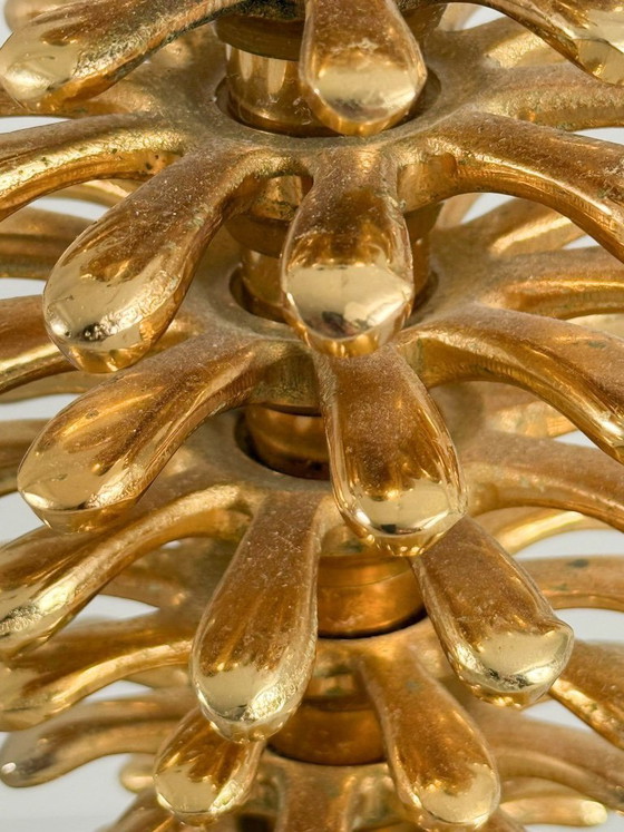 Image 1 of Set of 2 table lamps by Maison Charles, Hollywood Regency, pine cone/pine, France, 1970s