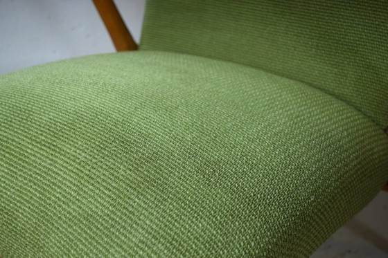 Mid Century Easychair Vintage Armchair Green Chair – Wood, Textile, Mid Century Modern (photo 5 of 7)