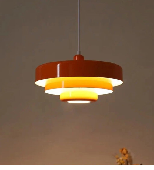 Lámpara colgante retro de metal naranja