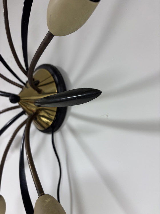 Lampada Sputnik tedesca a sei bracci, metà del XX secolo, design moderno, 1960 – Applique, Metal, Brass (photo 5 of 13)