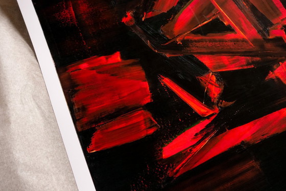 Image 1 of Chef-d'œuvre rouge de Pierre Soulages - 4 août 1961 - Poster 61 × 91 cm