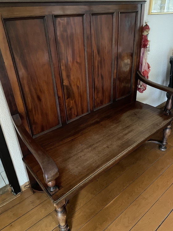 Image 1 of Antieke Hal/Kerkbankje Mahoniehout