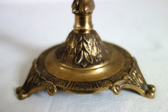 Pair of Cherub Gilt Bronze Candlesticks, early 20th Century, Decorative Objects, Brass, Gold, Vintage (photo 9 of 13)