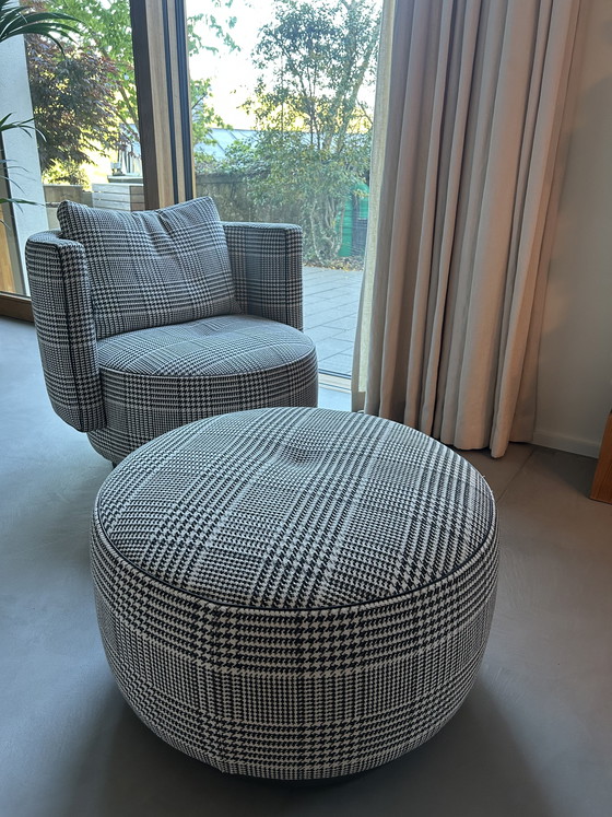 Image 1 of Minotti Swivel Chair with Puffer Cushion
