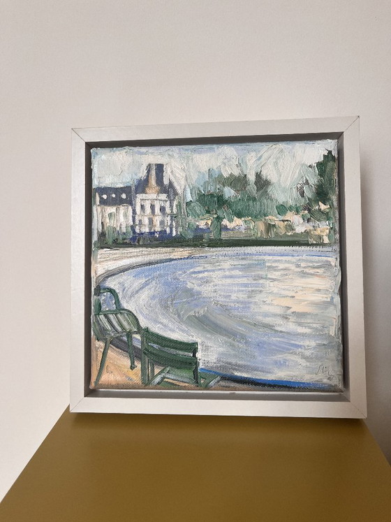 Small Painting - 20 x 20 - 'Les Jardins de Paris' by Maja A Chris – Paintings & Drawings, Wood (photo 10 of 10)