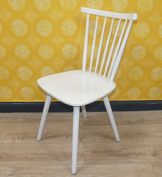 Image 1 of Set of 4 vintage chair classic kitchen chair rung chair kitchen wood white shabby chic retro wooden chair stable