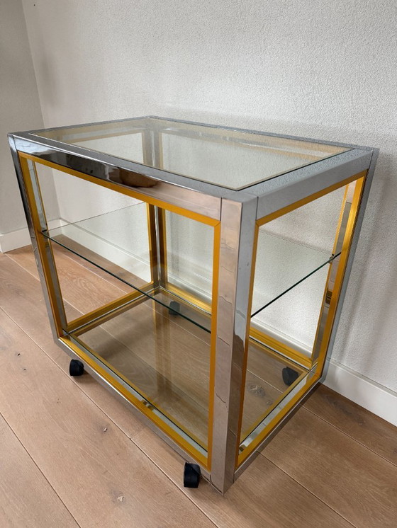 Image 1 of Carrello, carrello di servizio, vetro ottone cromato italiano Renato Zevi