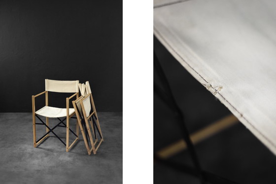 Image 1 of Sedie da regista Safari in faggio e tela, vintage, metà secolo, scandinavo moderno, anni '60, set di 2