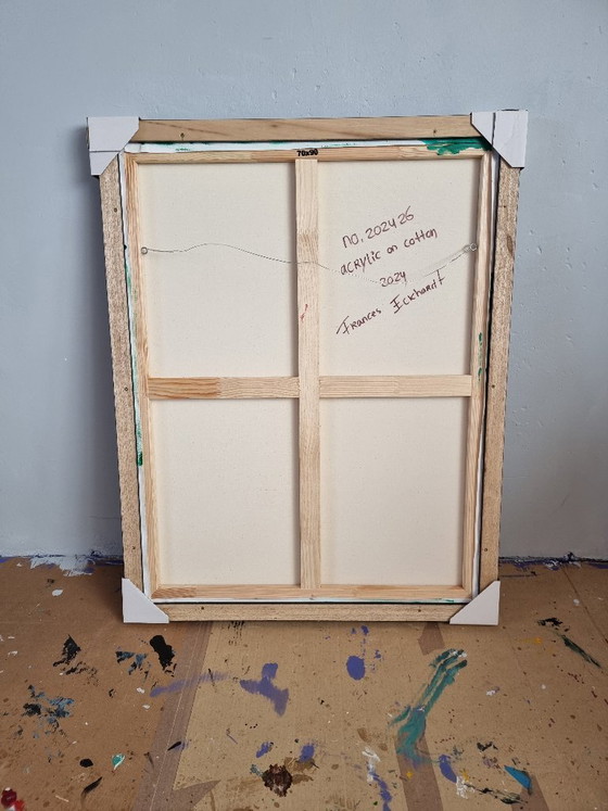 Image 1 of Frances Eckhardt - 70x90 handgeschilderd abstract schilderij modern hedendaags paars tinten