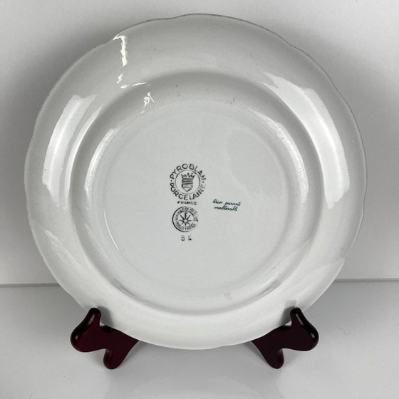 Set of 6 Dinner Plates "Agreste", Sarreguemines, Late 20th Century, Pyroblan – Crockery, Porcelain, Vintage (photo 5 of 13)