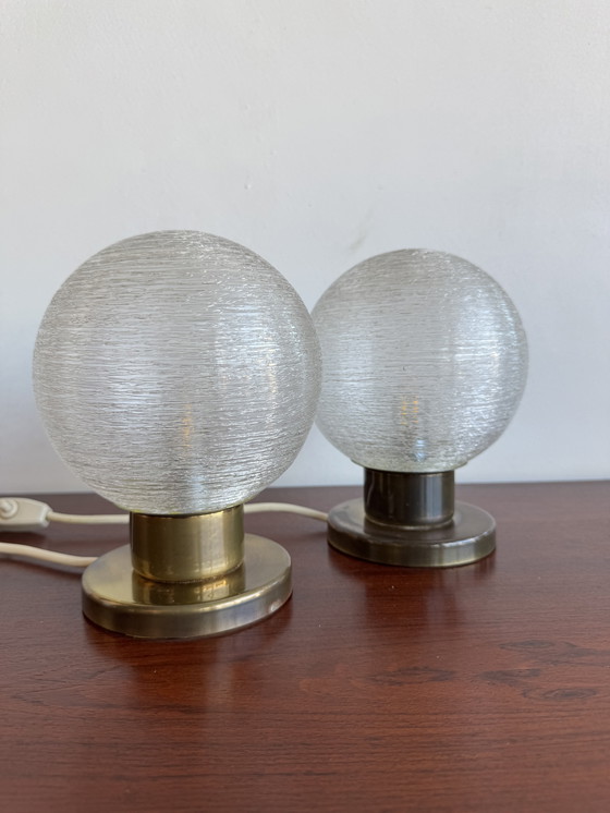 Image 1 of Pair of Doria Leuchten Table Lamps – Textured Globe Elegance