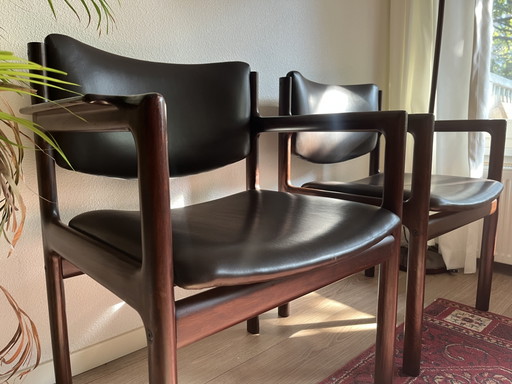 Set Van 2 Mahonie Armstoelen, Deens Jaren 60 – barkrukken, Wood (photo 2 of 9)