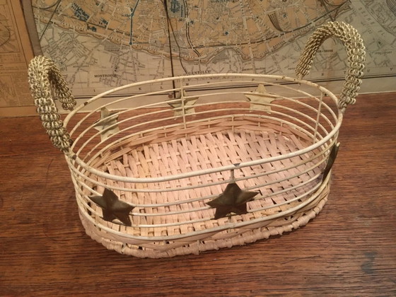 Cesto con manici in metallo e vimini – Stoviglie, Ferro, Vintage (photo 6 of 6)
