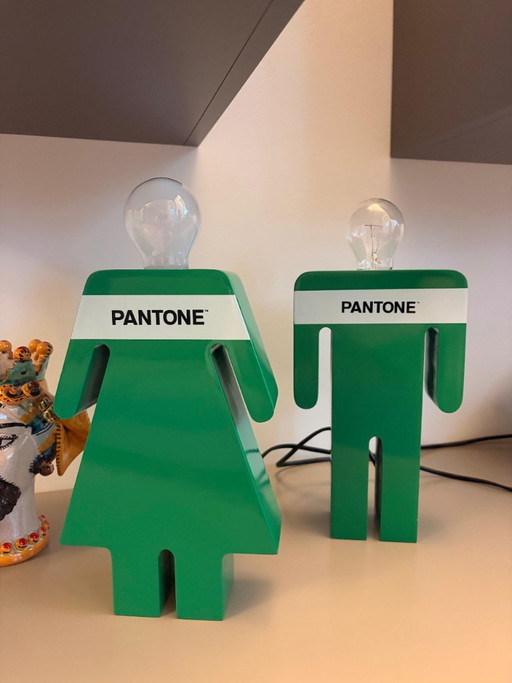 🟢 Paar PANTONE Design Lampen "Adam und Eva" – Ikonisches Grün