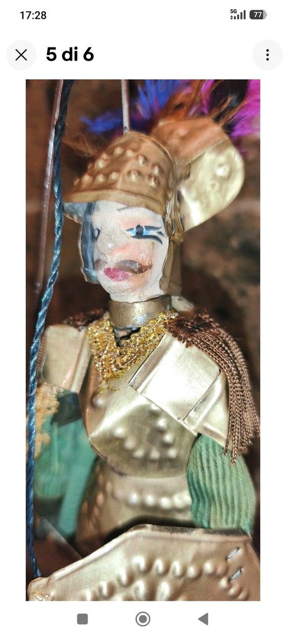 Marionnette sicilienne vintage de 25 cm - Probablement Orlando – Objets déco, Metal, Textile (photo 5 of 6)