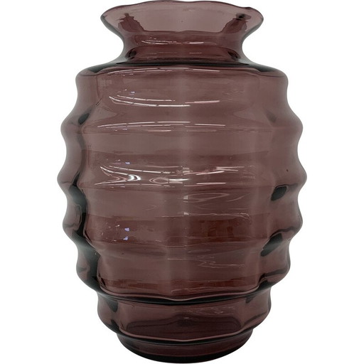 Vase Art déco vintage Doyen en verre violet, années 1930