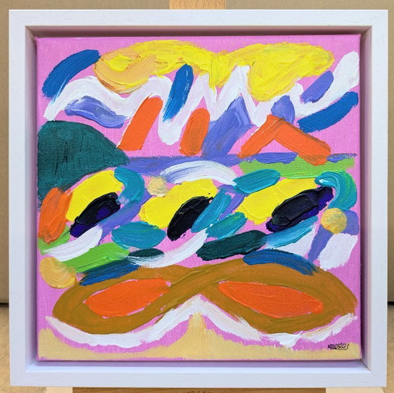 Image 1 of St Ives Porthmeor Beach Original Acrylic Painting Seascape Canvas Framed Nigel Waters