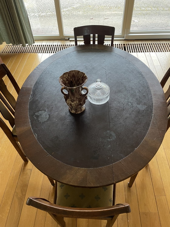 Antique oval table with chairs – Dining set, Textile, Wood (photo 3 of 9)