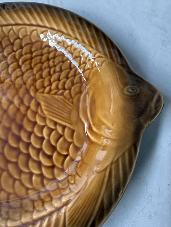 Image 1 of Ensemble de 8 assiettes à poisson vintage - Sarreguemines France (1960s)