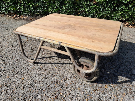Image 1 of Buiscar stone cart lounge table with oak table top