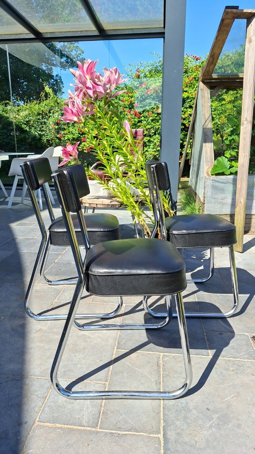 Mid Century Bauhaus Style Chairs – eetkamerstoelen, Skai