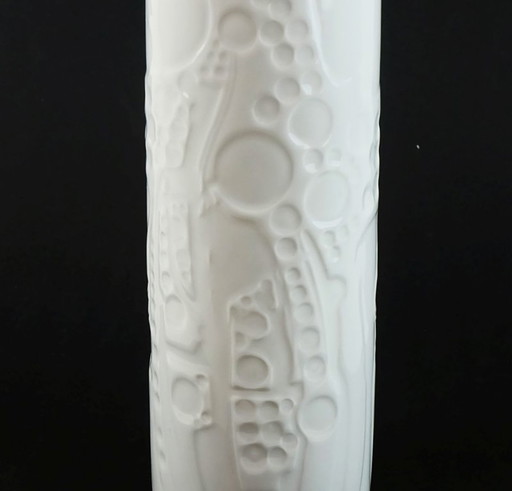 large porcelain vase by gerold-porzellan bavaria abstract relief decor 1960s/1970s model no. 7840/2