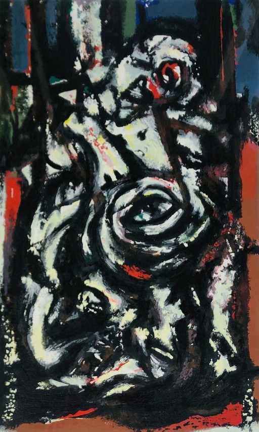 Theo Wolvecamp (CoBrA), 'Composition with Eyes IV' framed screen print