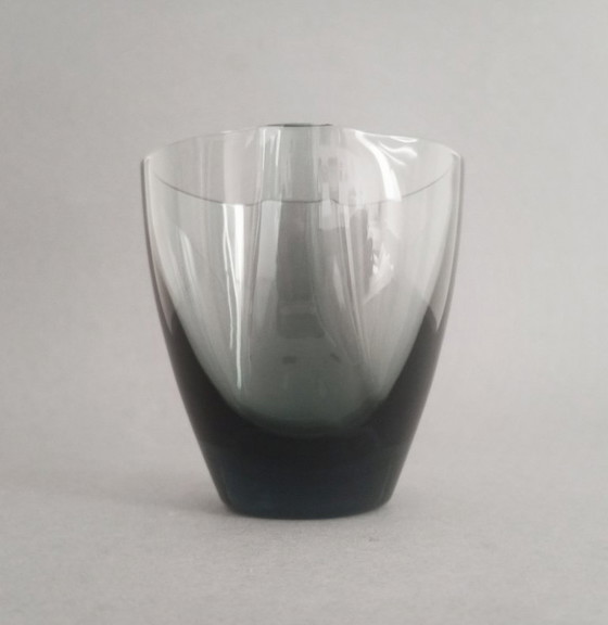 Image 1 of Rare SGHR Sugahara Japanese organic handmade blue smoked glass 'old fashioned' glass set Japan 1970s