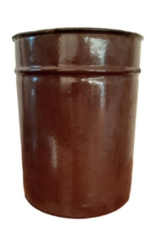 Vintage geëmailleerde metalen stortbak, emmer, pot