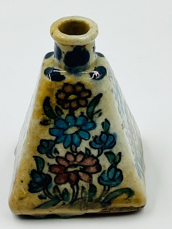 Image 1 of Antique Persian Ceramic Flask, Qajar Period, Islamic Art, 19th Century