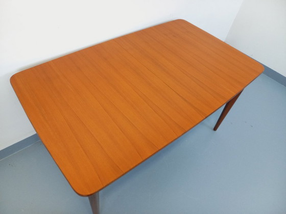 Image 1 of Rectangular Scandinavian-style vintage dining table from the 1950s/60s in teak with extensions