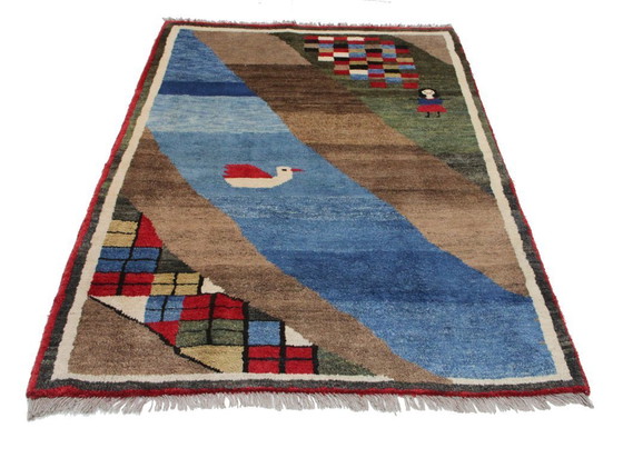 Image 1 of Tappeto orientale persiano Gabbeh Ghashghai originale, 180 cm x 129 cm, naturale antico