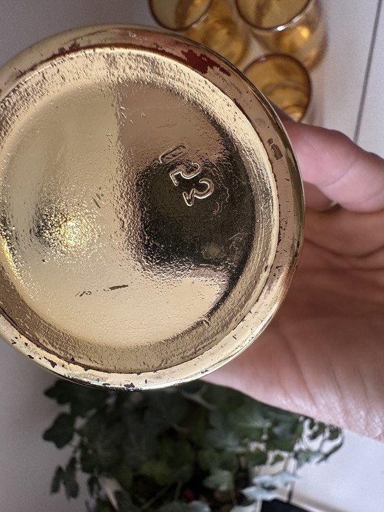 Image 1 of Set of 8 gold/amber colored glasses